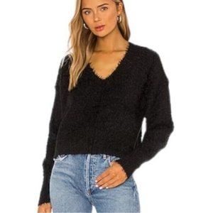 NEW FREE PEOPLE womans size medium M Icing v neck eyelash black pullover sweater